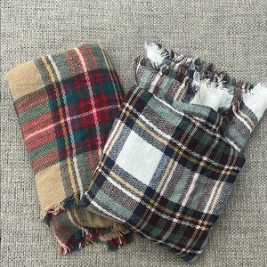 Plaid Fringe Scarves Set